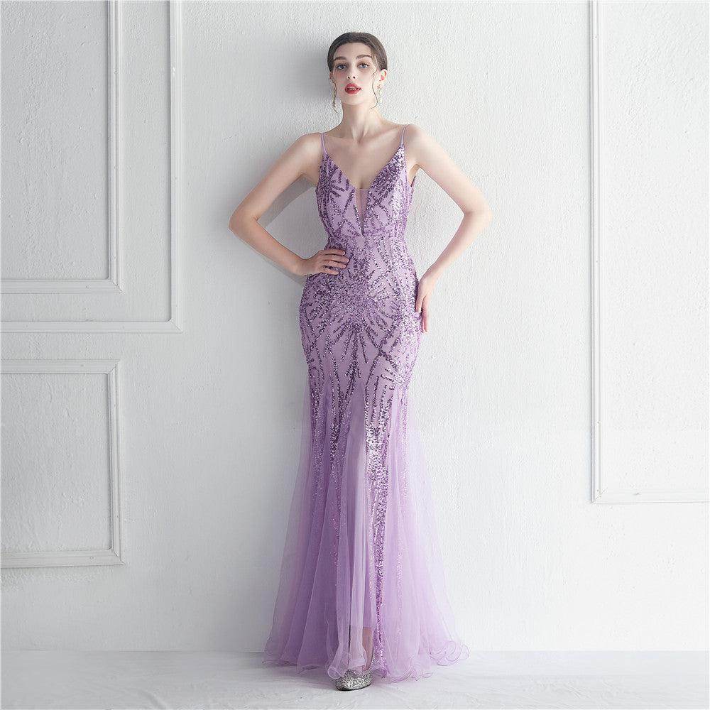 Trumpet-Mermaid Floor Length Sequins Dress 721888960721 - COCOMELODY